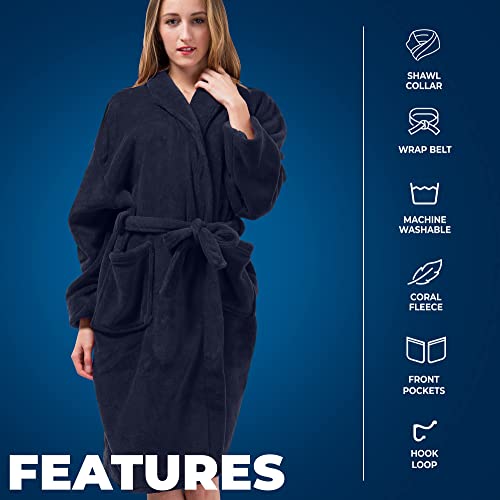 Pembrook Plush Robes for Women with Pockets Plush Fleece Bathrobe for