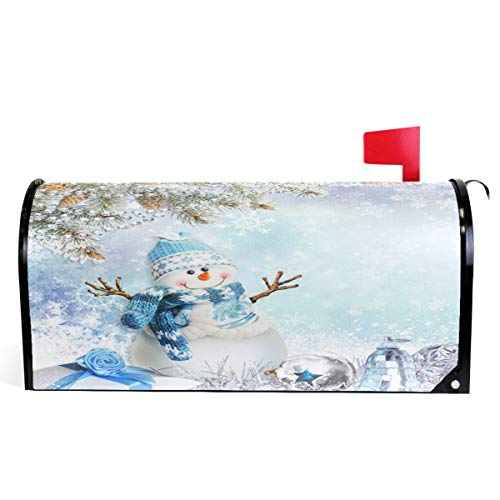 Christmas Tree Snowman Snowflake Bells Gift Mailbox Covers Standard Size Cute Snowman Winter Snow Pine Trees Magnetic Mail Wraps Cover Letter Post Box 21