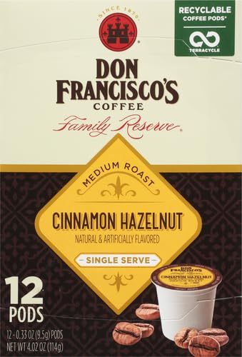 DON FRANCISCO’S HAZELNUT FLAVORED K-CUP, CINNAMON, 12 COUNT