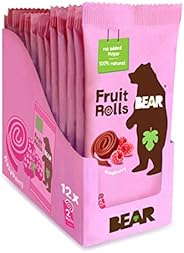 BEAR Real Fruit Snack Rolls - Gluten Free, Vegan, and Non-GMO - Strawberry – 12 Pack (2 Rolls Per Pack)
