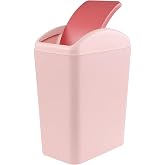 Nicesh 4.5 Gallon Trash Can with Lid, Plastic Swing Top Trash Can (Pink) | Plastic Material, Swing Lid Design, Plastic Waste Bin, Ideal for Bathroom, Bedroom, Office and Dorm