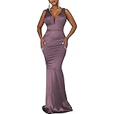 JTNFairy Women's Sexy Sleeveless One Shoulder Bodycon Dresses Classy Long Formal Cocktail Wedding Guest Dress