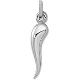 JewelryWeb 5mm 14k White Gold 3d Italian Horn Charm Pendant Necklace for Women