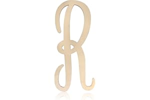 Wooden Monogram Letters for Wall Decor 12 Inch Cursive Wooden Letters Unfinished Large Wood Letter R Focal20 Craft Alphabet Wall Hanging for Wreath Nursery Baby Shower Home Decoration