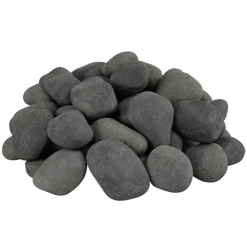 Decorative Pebbles VINICS 5lbs Large Black - 2-3 Inch Polished Pebbles For Plants, Aquariums & Decor River Rocks