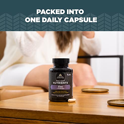 Ancient Nutrition Probiotics and Zinc Supplement, Supports Healthy Immune System and Gut Health, Made Without GMOs, Superfoods Supplement, Paleo and Keto Friendly, 30 Count