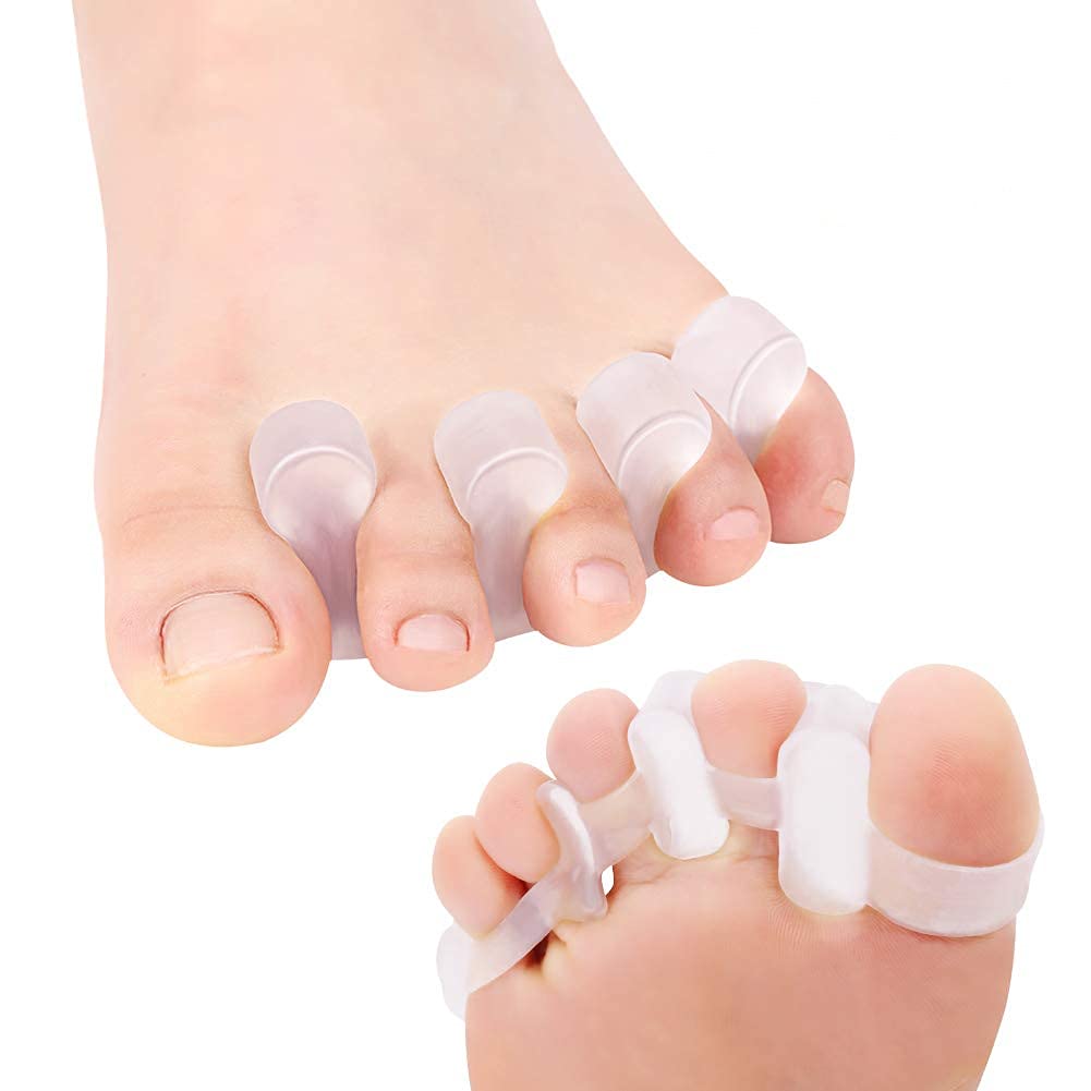 Toe Separators, Toe Alignment Hammer Toe Corrector for Overlapping, Hammer, Bent Toes, Bunion Corrector Toe Straightener for Yogis, Ballet and Running, 2 Pairs Silicone Toe Spreader for Pain Relief