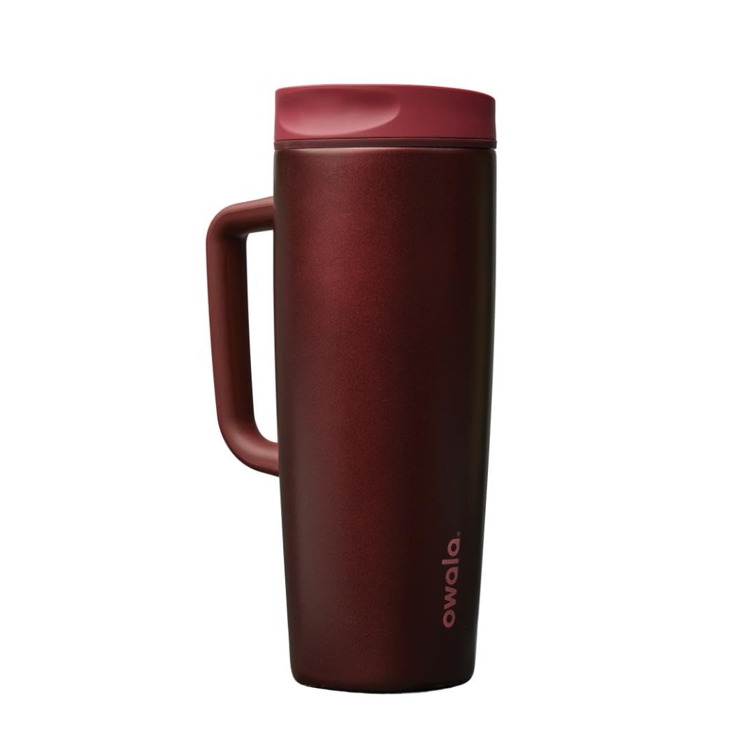 Photo 1 of Owala SmoothSip Slider Stainless Steel Insulated Travel Mug with handle, 100% Leak Proof, For Hot and Cold Drinks, Travel Friendly with Sliding Lock Lid, 24 oz, BPA Free, Leak Proof, Black Cherry