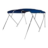 MSC 4 Bow Bimini Boat Top Cover with Rear Support Pole and Storage Boot, Color Grey, Burgundy，Navy，Beige Available (Navy, 4 Bow 8'L x 54" H x 79"-84" W)