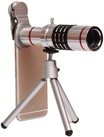 18X Telephoto Lens Clip-on Cell Phone Camera Telescope Lens with Flexible Tripod and Clamp for iPhone, Samsung, HTC, LG and Most Smartphone (Silver)
