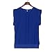 Toraway Blouses, Women Summer Tulip Sleeve Chiffon Blouse Shirt (XX-Large, Blue)