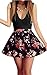 FINEJO Summer Women Sweet V-Neck Sleeveless Floral Print Party Club Mini Dres...