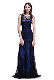 Babyonlinedress Keyhole open back Floral lace mermaid evening gown,Royalblue,10