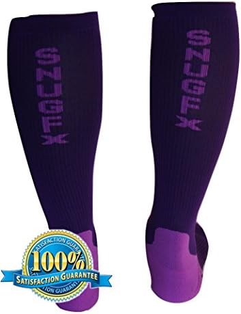 Compression Socks (1 pair) for Women &amp; Men by SnugFx - Best For Varicose Veins, Running, Athletic Sports, Crossfit, Flight Travel - Suits Nurses, Maternity Pregnancy, Shin Splints - Below Knee High