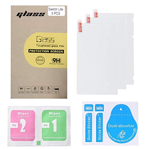 [3 Pack] Tempered Glass Screen Protector for Nintendo Switch Lite, Bubble Free/Anti Scratch/HD Clear, Glass Film Screen Protector for Switch Lite