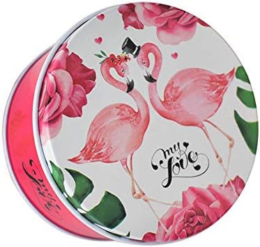 Nikgic 1 Pcs Multipurpose Small Storage Box Creative Round Shaped Wedding Candy Gift Box with Lid (Pink Flamingo)