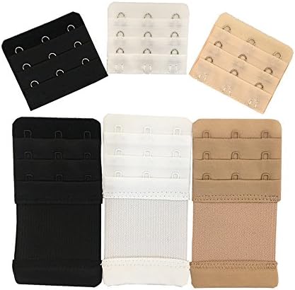 GreatMe Women's Soft Back Lingerie Band Extender Stretchy Bra Strap Extenders with 33 Hooks Options Pack of 6pcs