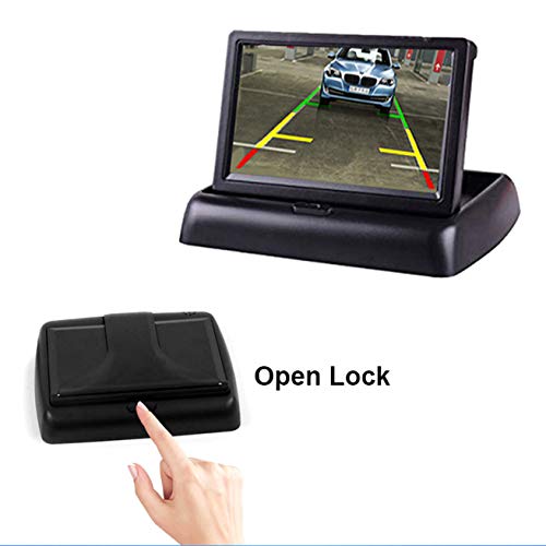WEPECULIOR 4.3 Inch Car Rearview Foldable Monitor, Car Digital Parking Rearview Monitor TFT LCD Display Screen Reversing Camera/VCD/ DVD