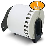 BETCKEY - 1 Rolls Compatible Brother DK-4205 Removable Continuous Labels 62mm x 30.48m(2-3/7" x 100') with Refillable Cartridge