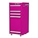 The Original Pink Box PB1804R 16-Inch 4-Drawer 18G Steel Rolling Tool/Salon Cart, with Bulk Storage, Pink