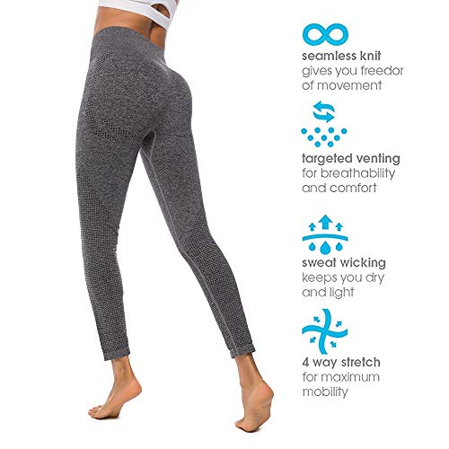 Manufacture Women\'s High Waist Yoga Pants Workout Tummy Control Gym Yoga Seamless Leggings Gray