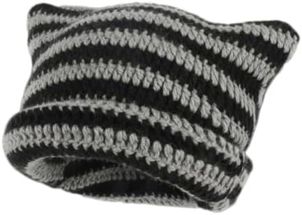 LUCKYBUNNY Cat Ear Beanie for Women Girls, Autumn Winter Knit Cuff