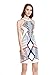 VertHome Sleeveless Halter Neck Mini Dress Geometric Pattern Sheath Dress White