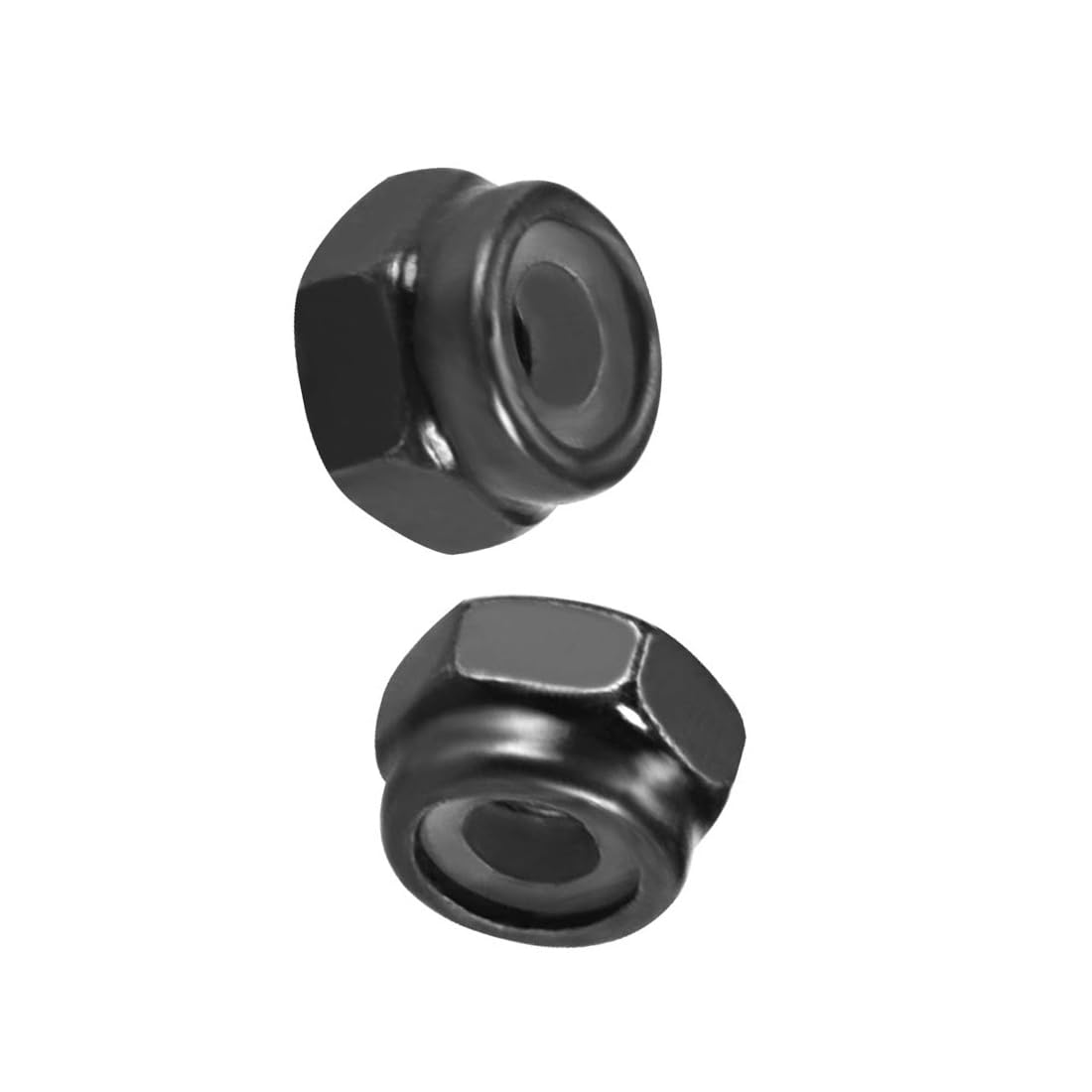 Boxonly Hex Lock Nuts for Automobile Construction Machinery Shipbuilding Nylon Insert Lock Nuts Carbon Steel Black Zinc Plated Anti-Loose Locknuts M2 x 0.4mm 100pcs