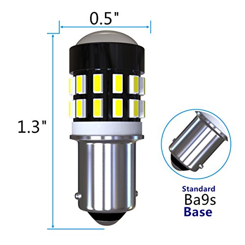 LUYED 2 x 360LM Super Bright 3014 30-EX Chipsets Lens BA9 BA9S 53 57 1895 64111 LED Bulbs Used For Side Door Courtesy Lights Map Lights,Xenon White