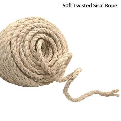 Jingolden 50ft 6MM Sisal Rope, DIY Home Twisted Rope Home Garden Decoration