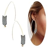 Threader Drop Earring Arrow Dangle Hoops Retro Unique Ear Crawler Earrings Climber Long Ear Line Jewelry Grey Tone