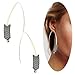 Threader Drop Earring Arrow Dangle Hoops Retro Unique Ear Crawler Earrings Climber Long Ear Line Jewelry Grey Tone