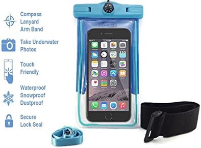 Visions Power New Waterproof Floating Phone Case - Blue with Armband, Lanyard,Compass,Glow strip, IPX8 Waterproof Floating Phone Pouch for iPhone 8/8Plus,7/7Plus/6/6s/6Plus Samsung Galaxy s8/s7.