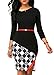 KISSMODA Womens Elegant Midi Work Dresses Slim Fit Colorblock 3/4 Sleeve Bodycon Pencil Dress V Neck