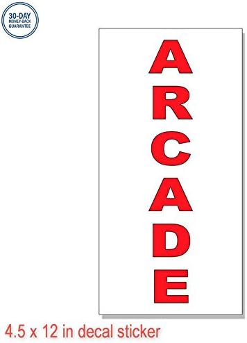 Arcade Red Label Decal Sticker Retail Store Vinyl Sign - Sticks to Any Clean Surface 4.5 x 12 in