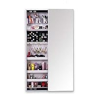 TAESOUW-Home Jewelry Armoire Hanging Cabinet Full Length Mirror Lockable Storage Bedroom (Color : White, Size : 120379cm)