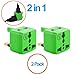 USA to UK Plug Adapter by Yubi Power 2 in 1 Universal Travel Adapter with 2 Universal Outlets - Green 2 Pack - Type G for United Kingdom, England, Hong Kong, Ireland, Scotland, and more