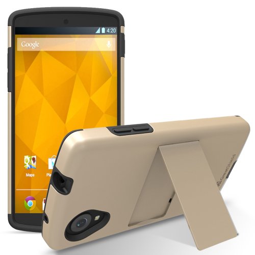 Google Nexus 5 Stand Case, GreatShield Legacy Series Ultra Slim Fit Dual Layer Hybrid Snap On Case Back Cover with Kickstand & Ultra-Clear Screen Protector for Google Nexus 5 (Champagne Gold and Black) Google Nexus 5 Stand Case, GreatShield Legacy Series Ultra Slim Fit Dual Layer Hybrid Snap On Case Back Cover with Kickstand & Ultra-Clear Screen Protector for Google Nexus 5 (Champagne Gold and Black)
