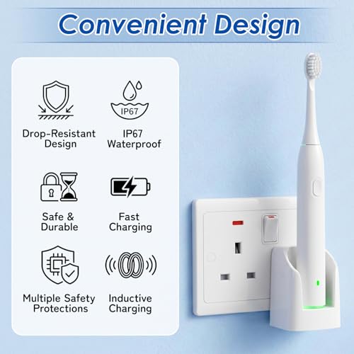Cargador de Pared inalámbrico Blanco, Base de Carga EU para Cepillo eléctrico Compatible con Oral-B Braun, Vitality, Pro, Genius X, iO3, iO4, iO5, iO6, Cargador sin Cable
