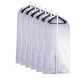 UOUEHRA Moth Proof Garment Bag 40 inch Lightweight Clear White PEVA Breathable Suit Bags (Set of 6) with Study Full Zipper for Suit Clothes Storage Closet