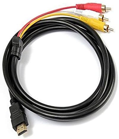 HDMI to RCA Cable, 5ft HDMI Male to 3RCA RGB Video Audio AV Component Cable for HDTV DVD and most LCD Projectors[Does not for PS4 PS3 and older models], 24K Gold Plated Connectors