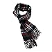A.WAVE Softer than Cashmere Wool Touch Tassel Ends Plaid Check Solid Scarf (Black & Red, 12 x 66 inches (31 x 167.5 cm))