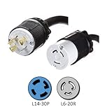 NEMA L14-30P to L6-20R Plug Adapter - 1 Foot, 20A/250V, 12/3 AWG - Iron Box # IBX-3630-01