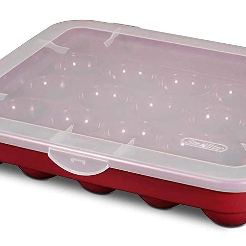 Sterilite 20 Compartment 3" Ornament Storage Case with Lid, Red (6 Pack)