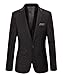 Mens Slim Fit Casual One Button Blazer Jacket (301 Black, M)