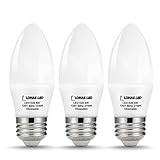 LOHAS 6watt Dimmable LED Candle Light Bulb E26 Base, Warm White 2700k, 60W Equivalent LED Bulbs, 550lm, 180 Degree Beam, Pack of 3