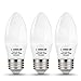 LOHAS 6watt Dimmable LED Candle Light Bulb E26 Base, Warm White 2700k, 60W Equivalent LED Bulbs, 550lm, 180 Degree Beam, Pack of 3