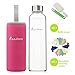BONISON Stylish Environmental Borosilicate Glass Water Bottle with Colorful Nylon Sleeve (18oz) (PINK)