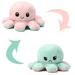 Weilisi Octopus Reversible Plushie Flippy Angry Octopus 20cm,Double-Sided Mood Octopus Plush Emotion Flip Octopus Toy…