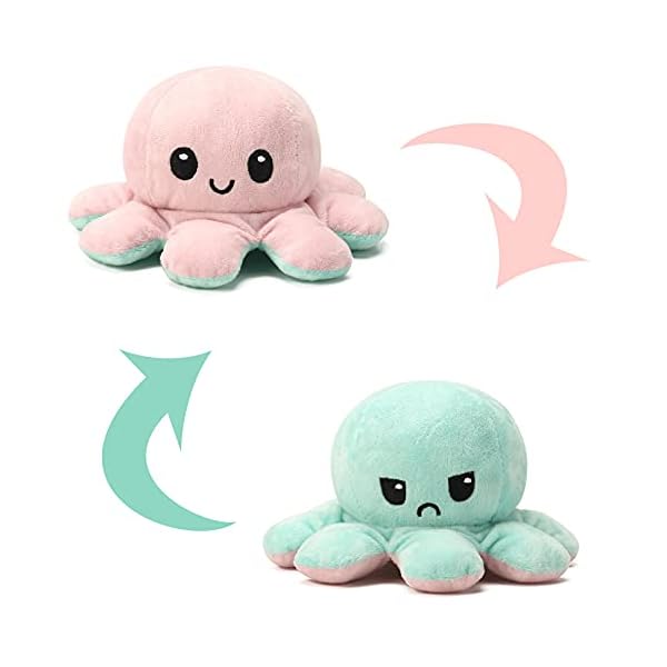 Weilisi Octopus Reversible Plushie Flippy Angry Octopus 20cm,Double-Sided Mood Octopus Plush Emotion Flip Octopus Toy…